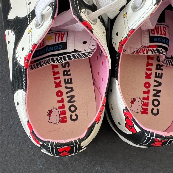 Hello Kitty Mens (9) Women’s (7) Converse  Sneakers - Black, White, and Pink - Picture 3 of 6